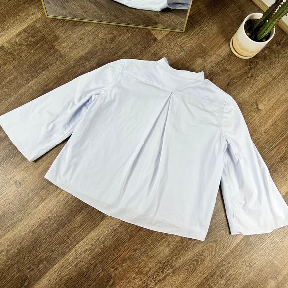 The Row Light Blue Mock Neck Hidden Button Closure Oversized Blouse - Picture 8 of 8